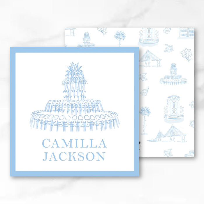 Charleston Toile Blue Monochrome Calling Card