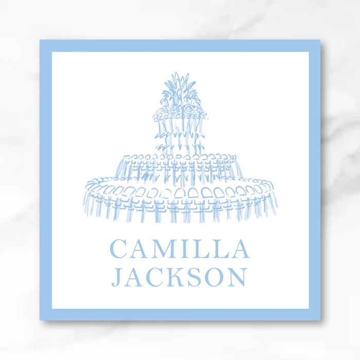 Charleston Toile Blue Monochrome Calling Card