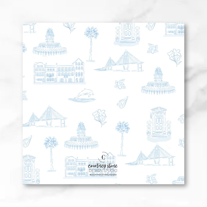 Charleston Toile Blue Monochrome Calling Card