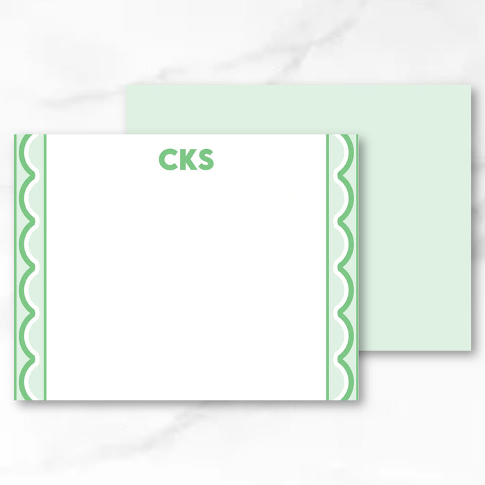 Green Scallop Trim Stationery Bundle