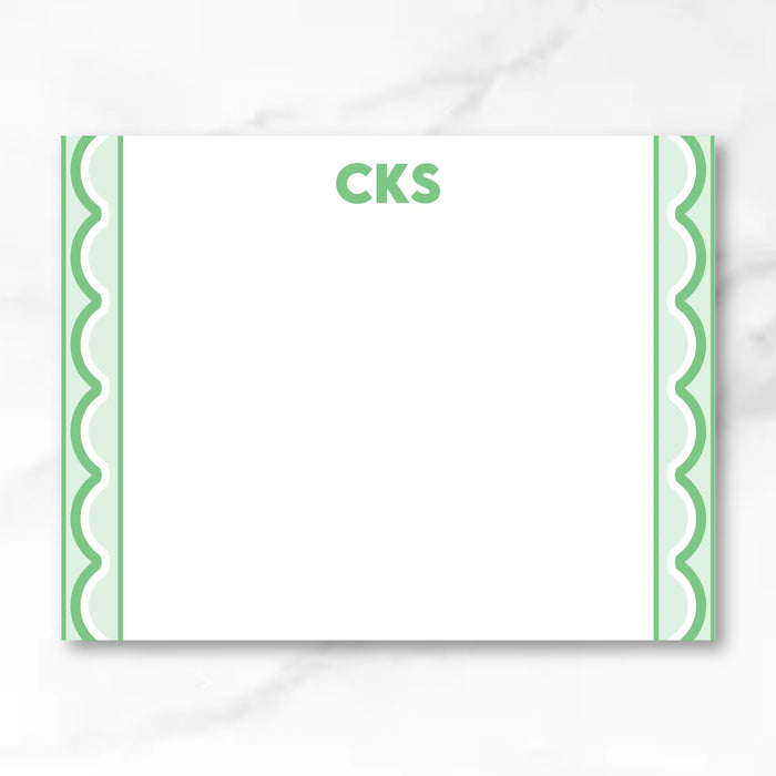 Green Scallop Trim Stationery Bundle