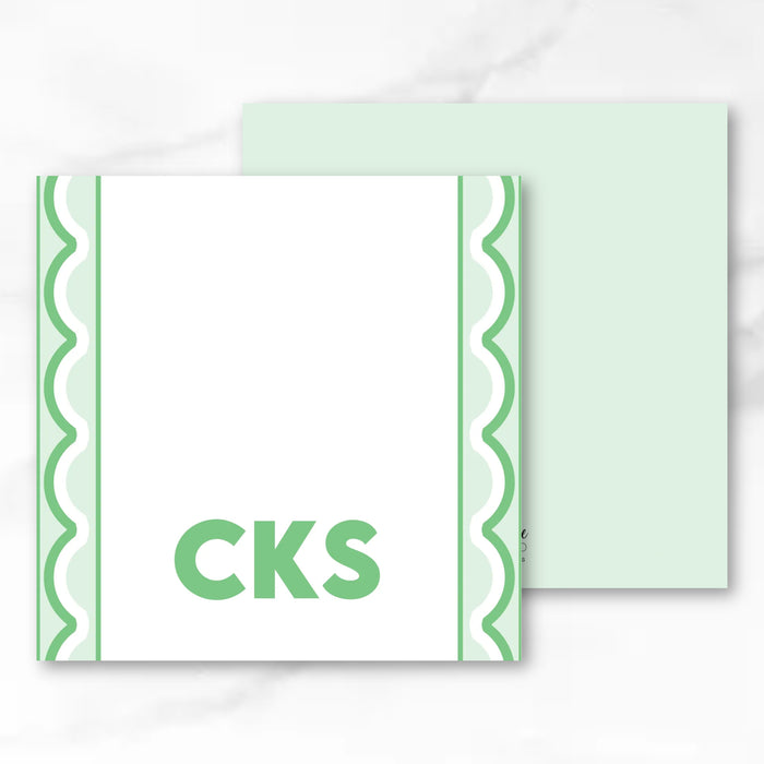 Green Scallop Trim Stationery Bundle