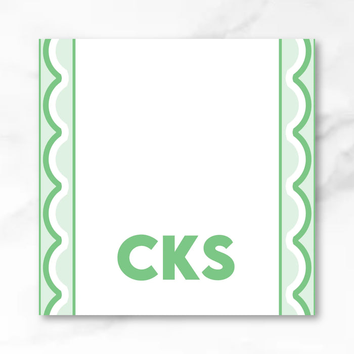 Green Scallop Trim Stationery Bundle