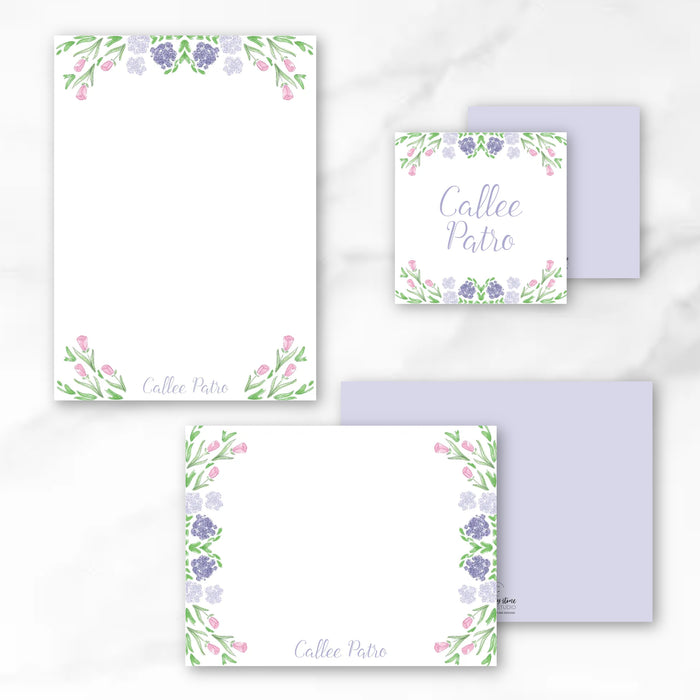 Lavender Hydrangea Stationery Bundle