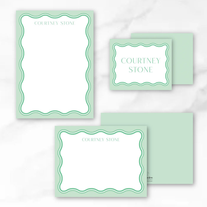 Green Ombre Wave Stationery Bundle