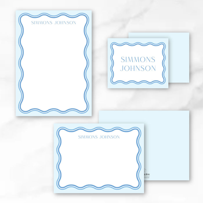 Blue Ombre Wave Stationery Bundle