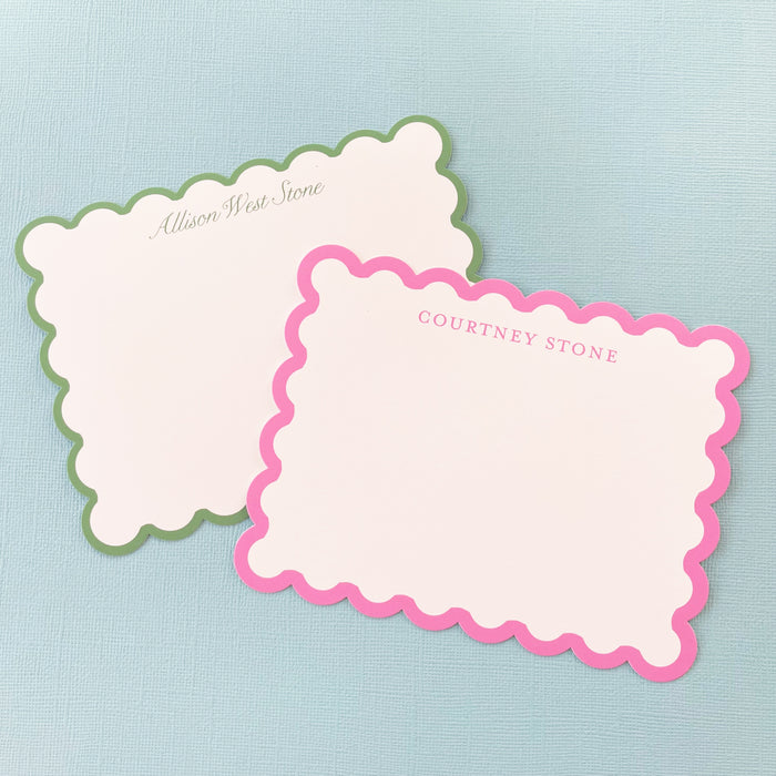 Scallop Cut-Out Stationery - Single Color Border