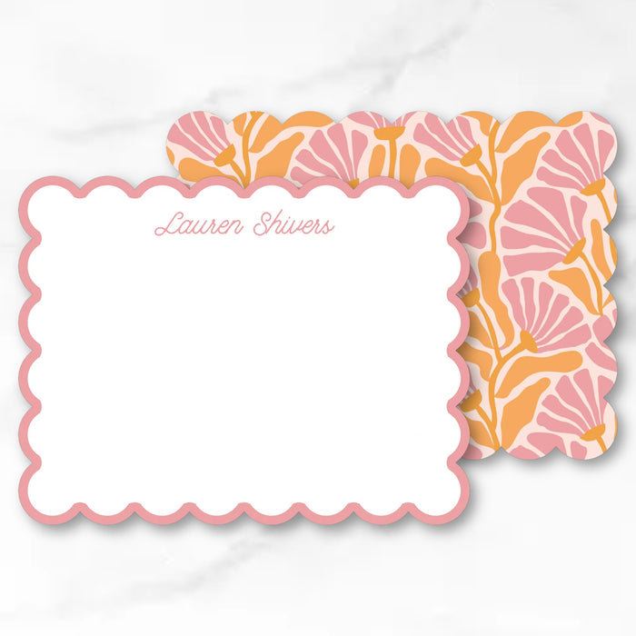 Caroline Abstract Floral Scallop Cut-Out Stationery