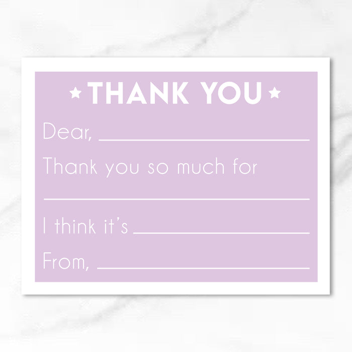 Lavender Star Fill-In-The-Blank Stationery Card Set