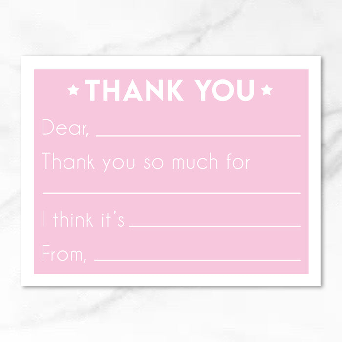 Pink Star Fill-In-The-Blank Stationery Card Set