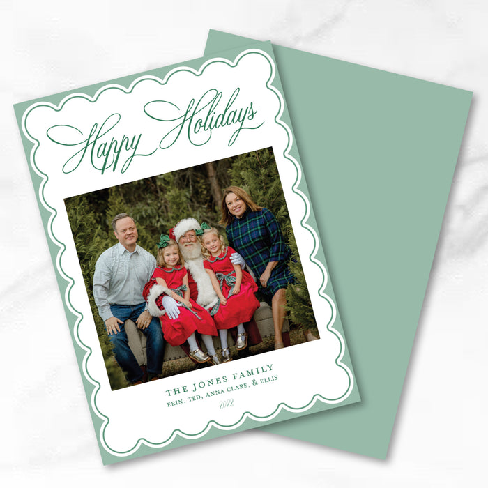 Green Scallop Holiday Card