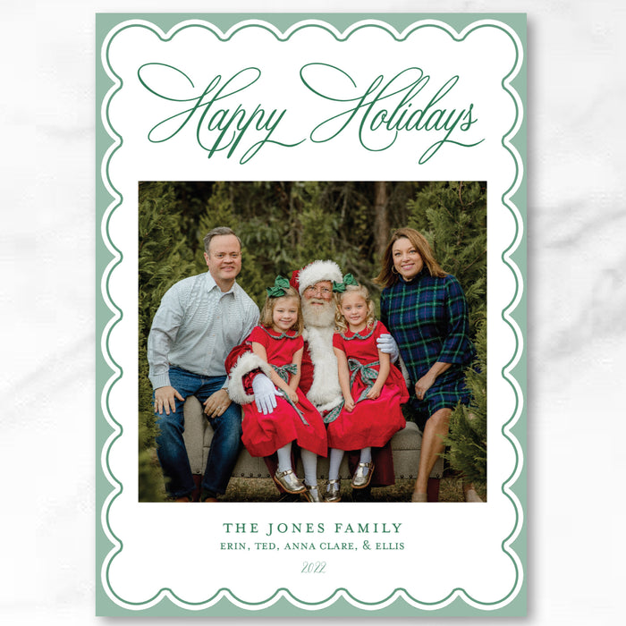 Green Scallop Holiday Card