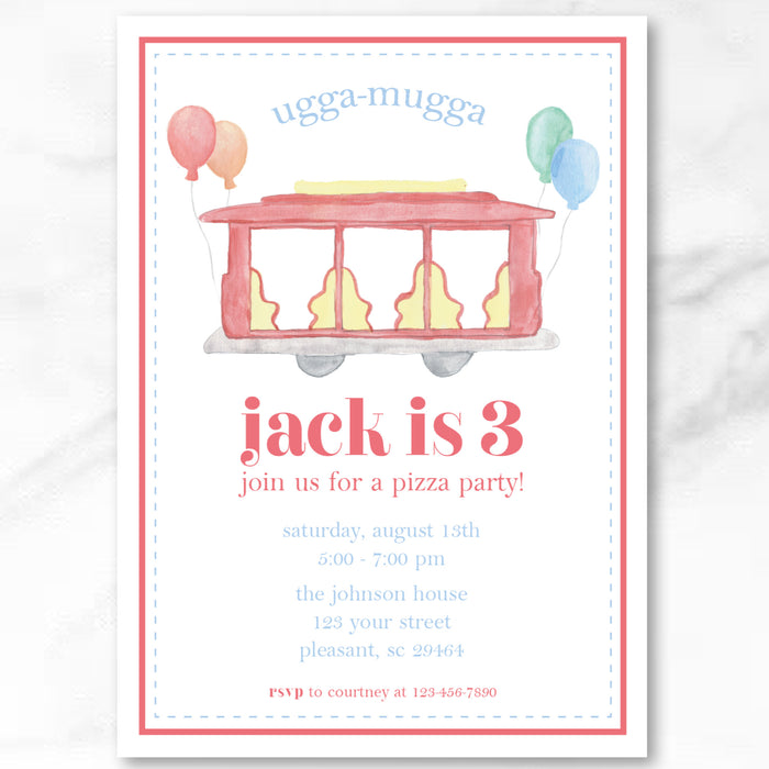 Daniel Tiger Trolley Birthday Invitations