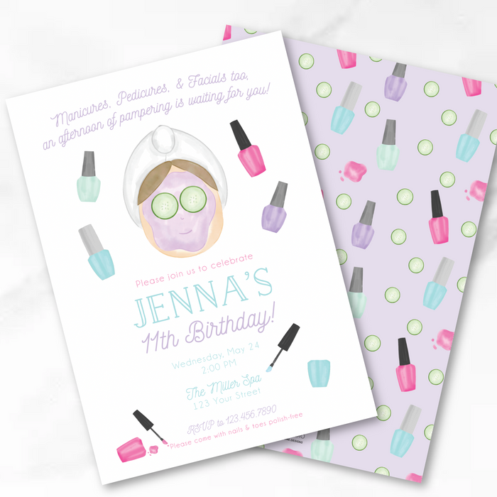 Spa Birthday Invitations