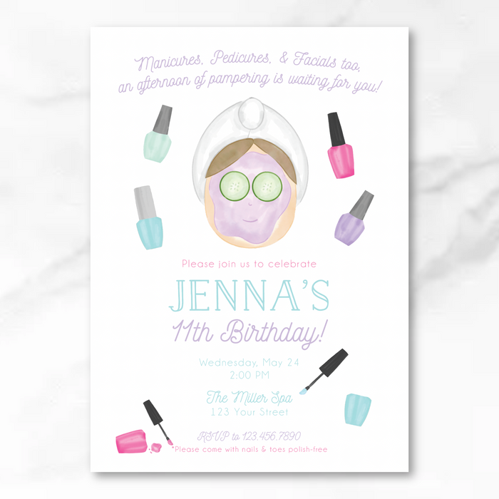 Spa Birthday Invitations