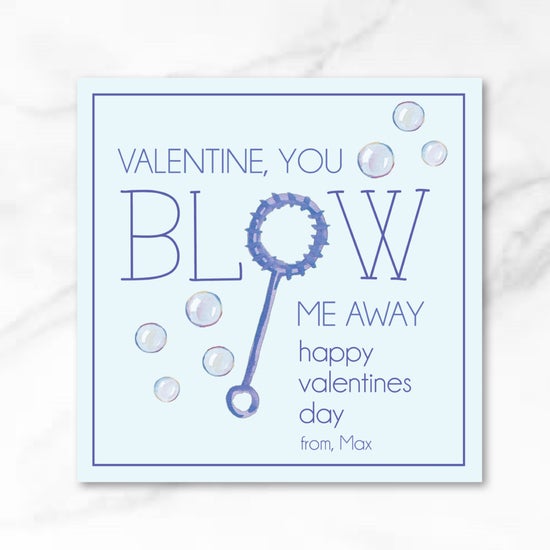 Bubbles - Blue - Printed Valentine