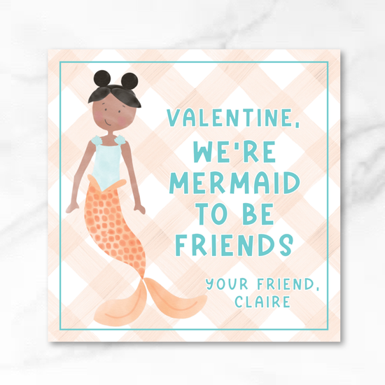 Mermaid - Orange - Printed Valentine