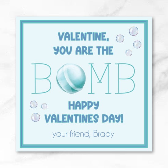 Bath Bomb - Blue - Printed Valentine