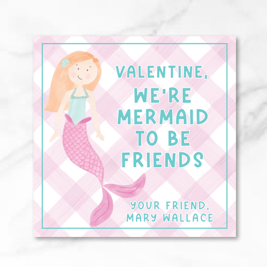 Mermaid - Pink - Printed Valentine