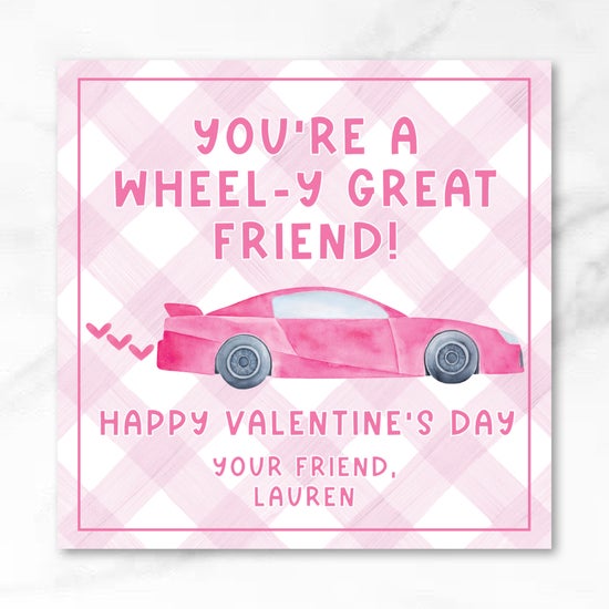 Racecar - Pink - Printed Valentine