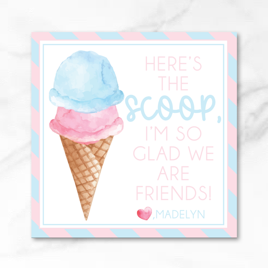 Ice Cream - Pink - Printed Valentine