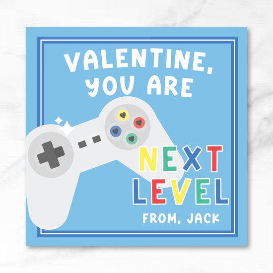 Video Game - Blue - Printed Valentine