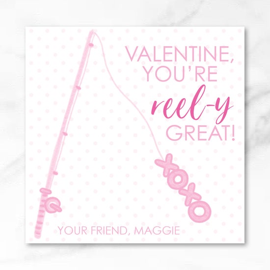 Fishing - Pink - Printed Valentine