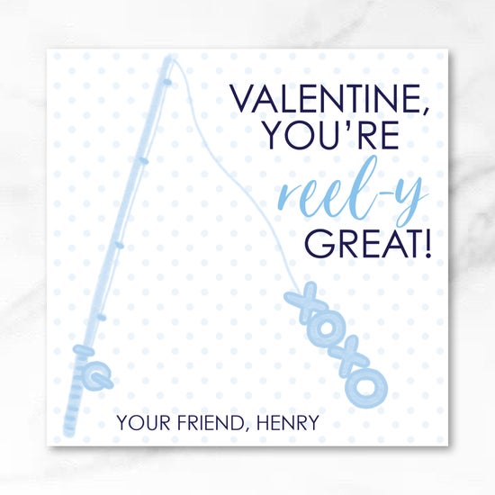 Fishing - Blue - Printed Valentine