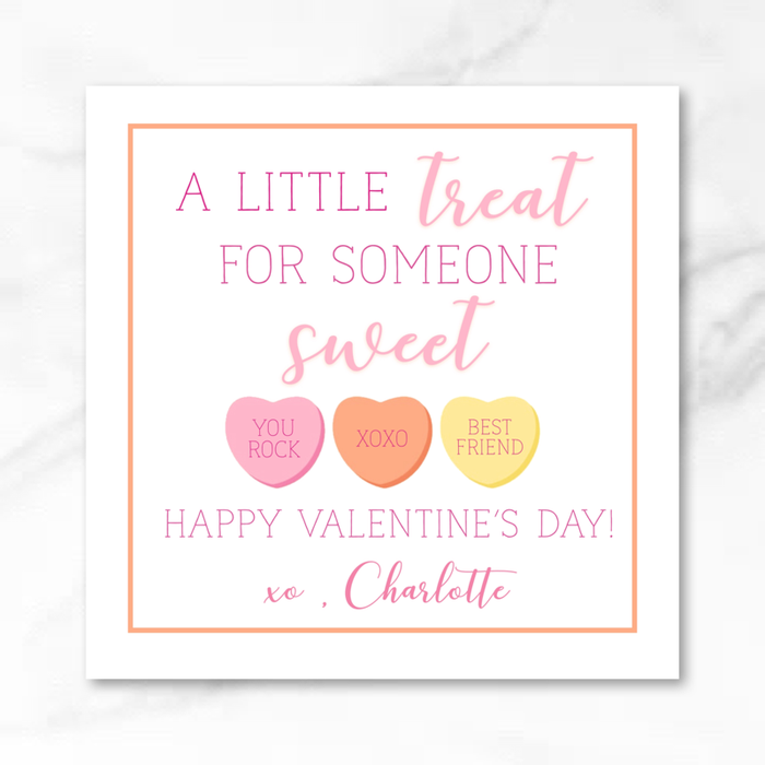 Candy Hearts - Pink - Printed Valentine