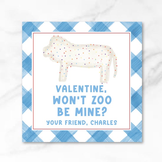 Animal Cookie - Blue - Printed Valentine