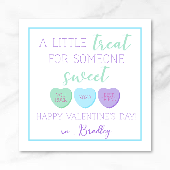 Candy Hearts - Blue - Printed Valentine