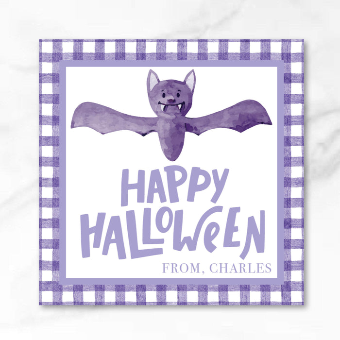 Purple Bat Halloween Tags