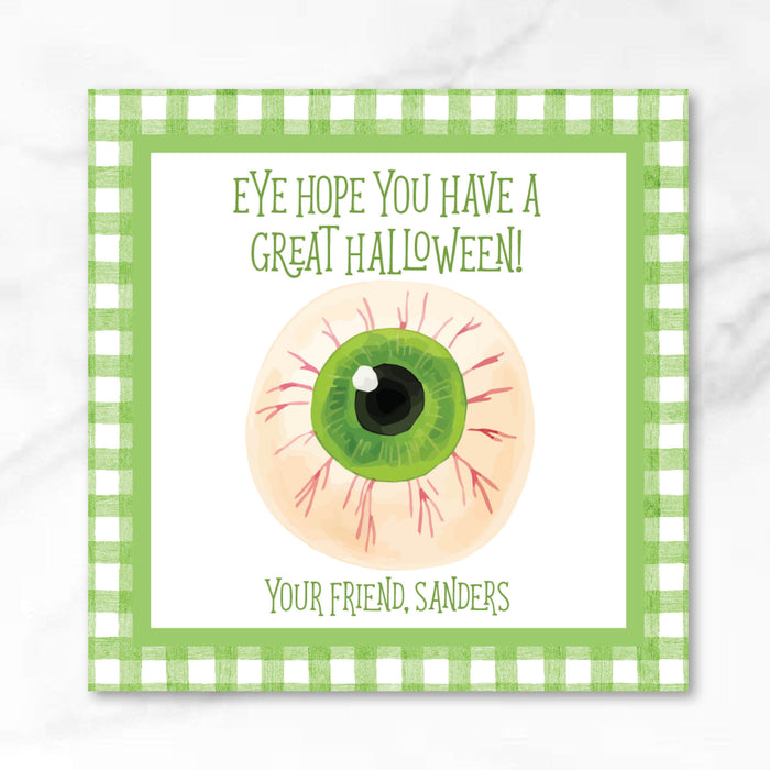 Green Eye Halloween Tags