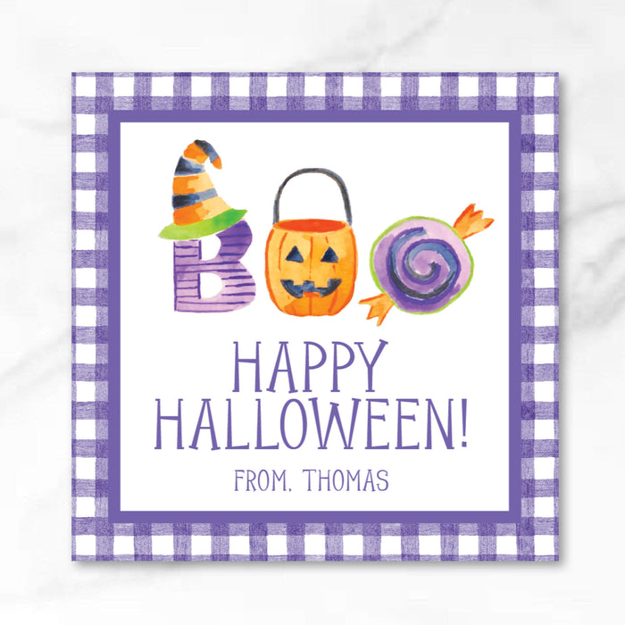Purple BOO Halloween Tags