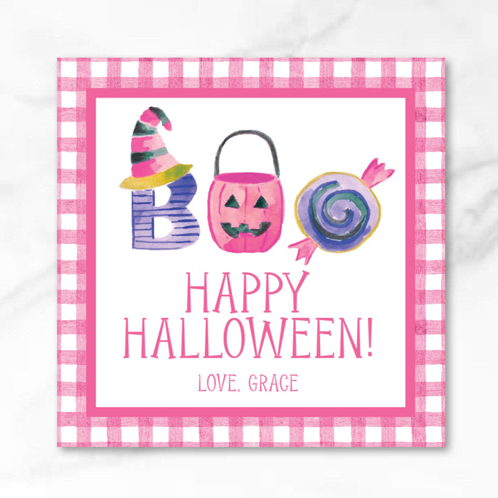 Hot Pink BOO Halloween Tags