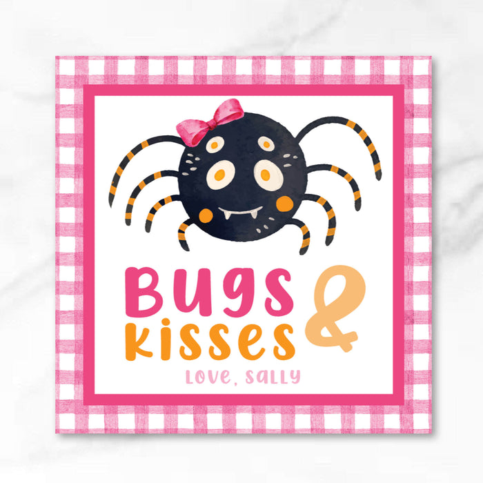 Pink Bugs & Kisses Halloween Tags