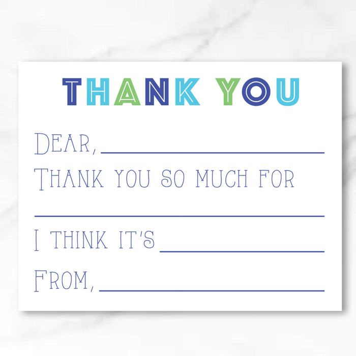 Fill-In-The-Blank Stationery Card Set - Blue